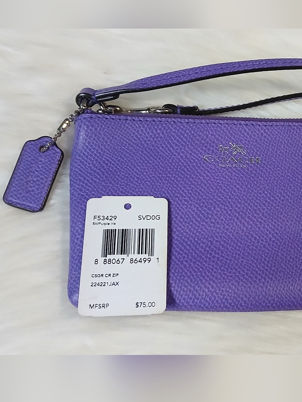 Coach Purple Iris Leather Wristlet